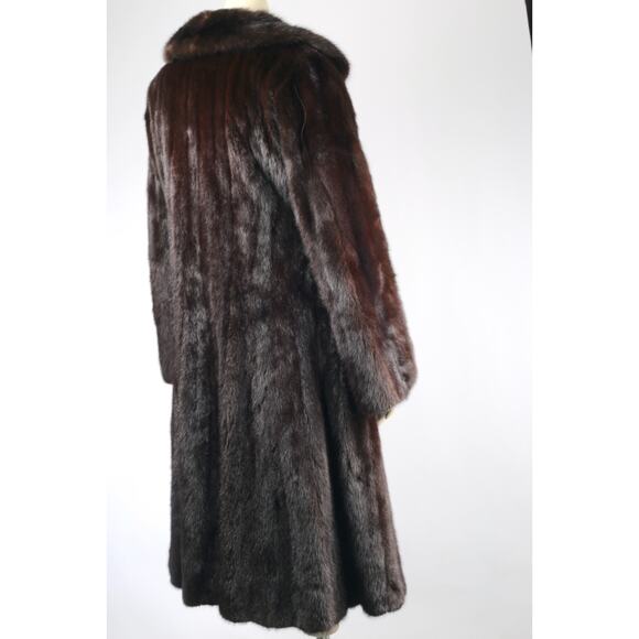 Vintage Hollywood Furs Dark Brown Long Mink Fur Winter Coat Women’s Size S Warm - Picture 12 of 16